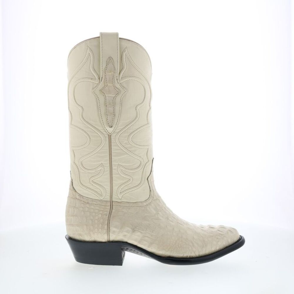 Wild West Mens Caiman Hornback Boots Med R-Toe White Boots (NWT)